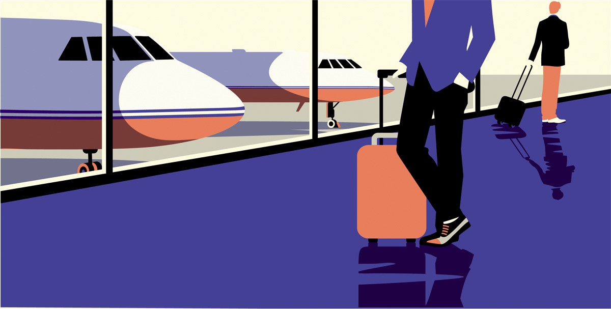 The travel Connoisseur, 2011, série d'illustrations pour Orlebar Brown, magazine online. Direction artistique par Campbell Hay © Malika Favre