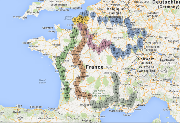 Carte de la tournée des Pieds s'entêtent