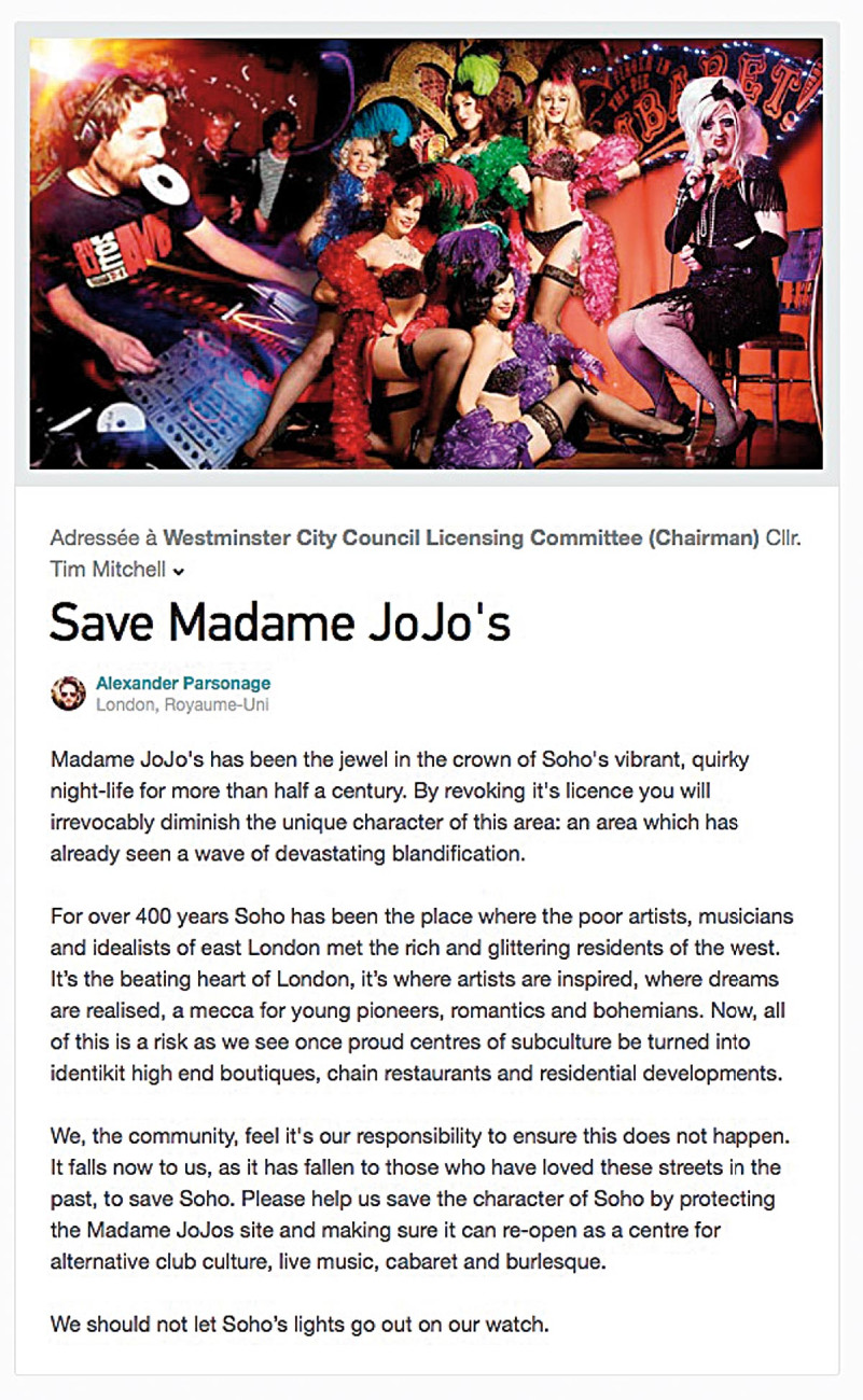 Pétition Save Madame JoJo's