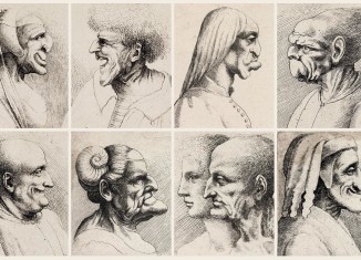 Wenzel-Hollar-(1607–1677)-naar-Leonardo-da-Vinci-(1452–1519),-Karikaturale-koppen-van-mannen-en-vrouwen,-etsen,-1645.-Teylers-Museum-Haarlem