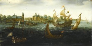 Aert Anthonisz (Anvers, ca.1579/1580 - Amsterdam, 1620), Embarcations à Ijselmonde 1617, Huile sur bois, 42,2 x 80 cm © Amsterdam, Rijksmuseum