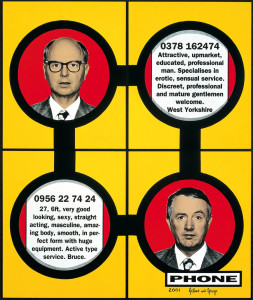 Gilbert & George, Phone, 2001. Photo : DR. Courtesy collection agnès b. © Gilbert & George,
2015.