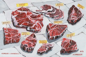 Jacques Charlier, Peinture cannibale 4, acrylique sur toile 60 x 90 cm, 2015
