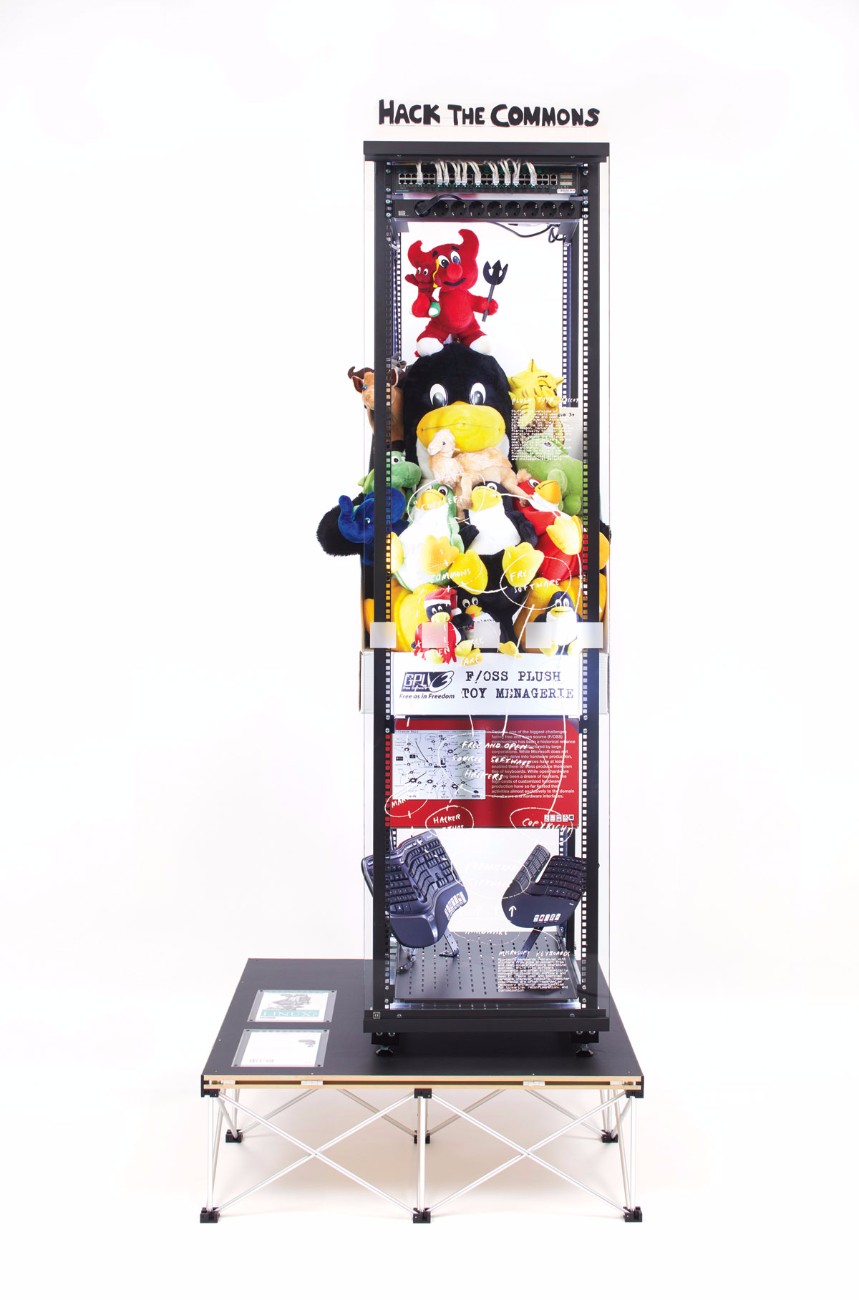 Modded Server Rack Display : Hacking the Commons (Narrative by Matt Goerzen, suggested product title by Emily Segal), 2015 © Photo Nick Ash, private collection