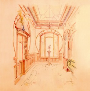 Ernest Blérot, projet de verrière pour une maison avenue Louise à Bruxelles, 1902. (Art nouveau)
