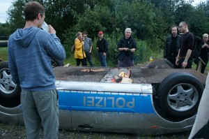 La voiture de police barbecue G20, Hambourg, 2017