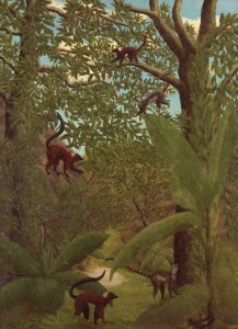 André Bauchant, La Jungle aux singes, 1924. Huile sur toile ; 63 x 46,5 cm. Galerie Dina Vierny, Paris. Photo : Jean-Alex Brunelle. © Adagp, Paris, 2017.