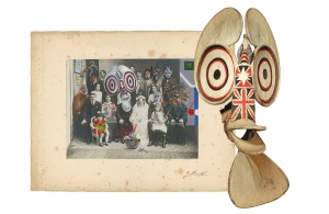 Coco Fronsac, C’est la fête, Wereldmuseum Rotterdam, 2017
+  Levi Napatalai, Kavat-masker, Baining (cultuur), Nieuw-Brittannië, 
Bismarck-archipel, 2000-2004, Collectie Wereldmuseum Rotterdam, 
inv. nr. 75542, verzamelreis conservator C.H. van den Meiracker, 2004
