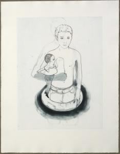 Françoise Pétrovitch, Garçon à la poupée, 2012, Gravure taille-douce sur papier, 93,5 x 72,5 cm, Commande de la Chalcographie 
du Musée du Louvre