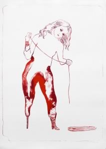 Françoise Pétrovitch, Sur un pied, lithographie, 2011, 90 x 63 cm, édition Item, Paris, Collection de la Ville de La Louvière