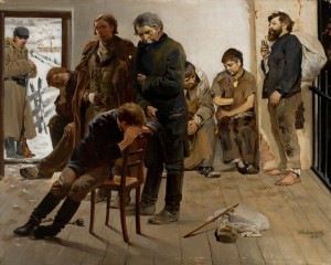 Etape [Halte de détenus pendant la déportation en Sibérie]
Na etapie (Aresztanci) (titre en polonais)
MALCZEWSKI Jacek
1883
Huile sur toile
H. 30.5 cm ; L. 38.5 cm
Musée national - Varsovie
© Musée national de Varsovie / Piotr Ligier