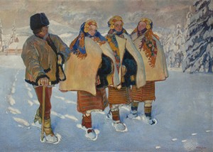 Houtsoules dans les Carpates
Huculi w Karpatach (titre en polonais)
JAROCKI Władysław
1910
Huile sur toile
H. 201 cm ; L. 282 cm
Musée national - Varsovie
© Musée national de Varsovie / Wilczyński Krzysztof