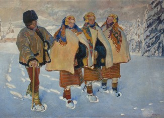 Houtsoules dans les Carpates
Huculi w Karpatach (titre en polonais)
JAROCKI Władysław
1910
Huile sur toile
H. 201 cm ; L. 282 cm
Musée national - Varsovie
© Musée national de Varsovie / Wilczyński Krzysztof