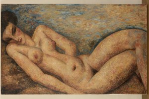 Marcel Gromaire, Ève ou Nu étendu, Huile sur toile, 81 × 130 cm. Collection Carole Plaussu. Courtesy galerie de la Présidence, Paris © ADAGP, Paris 2020