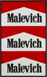 Alexander Kosolapov, Triptyque Malevitch-Marlboro, 1985, 
acrylique sur toile, 
Paris, MNAM-Centre Pompidou.
Crédit photo / Photo credit : (c) Centre Pompidou, MNAM-CCI/Philippe Migeat/Dist. RMN-GP
Copyright de l’oeuvre / Copyright Artwork : © Adagp, Paris