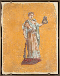Enduit peint : Uranie, 62-79 (à gauche) et Melpomène (à droite), Peintures murales, Musée du Louvre, département des Antiquités grecques, étrusques et romaines © RMN - Grand Palais (Musée du Louvre) / Hervé Lewandowski