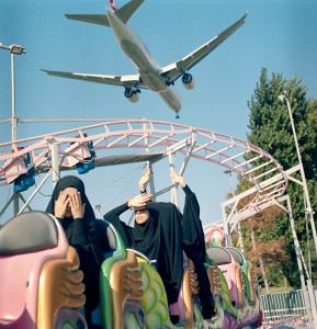 A plane files low over students riding a train at a funfair over the weekend. Istanbul, Turkey, 29 August 2018
© Sabiha Çimen Magnum Photos
