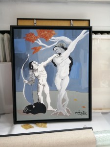 Apollon et Daphné, acrylique et fusain sur toile, 61x50 cm, Adré © Selina Aït Karroum