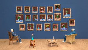 David Hockney, 25th June 2022, Looking at the Flowers (Framed) © David Hockney, Courtesy Galerie Lelong