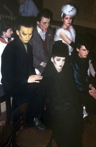 Vivienne Lynn, Boy George, Chris Sullivan, Kim Bowen, Theresa Thurmer, and a Blitz attendee, 1980. © Derek Ridgers c/o Unravel Productions