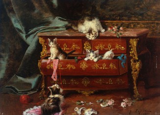 Jules Le Roy, Chats dans une commode, 1900, huile sur toile, Roubaix, La Piscine - Musée d'art et d'industrie André Diligent © Musée La Piscine (Roubaix), Dist. GrandPalaisRmn / Arnaud Loubry