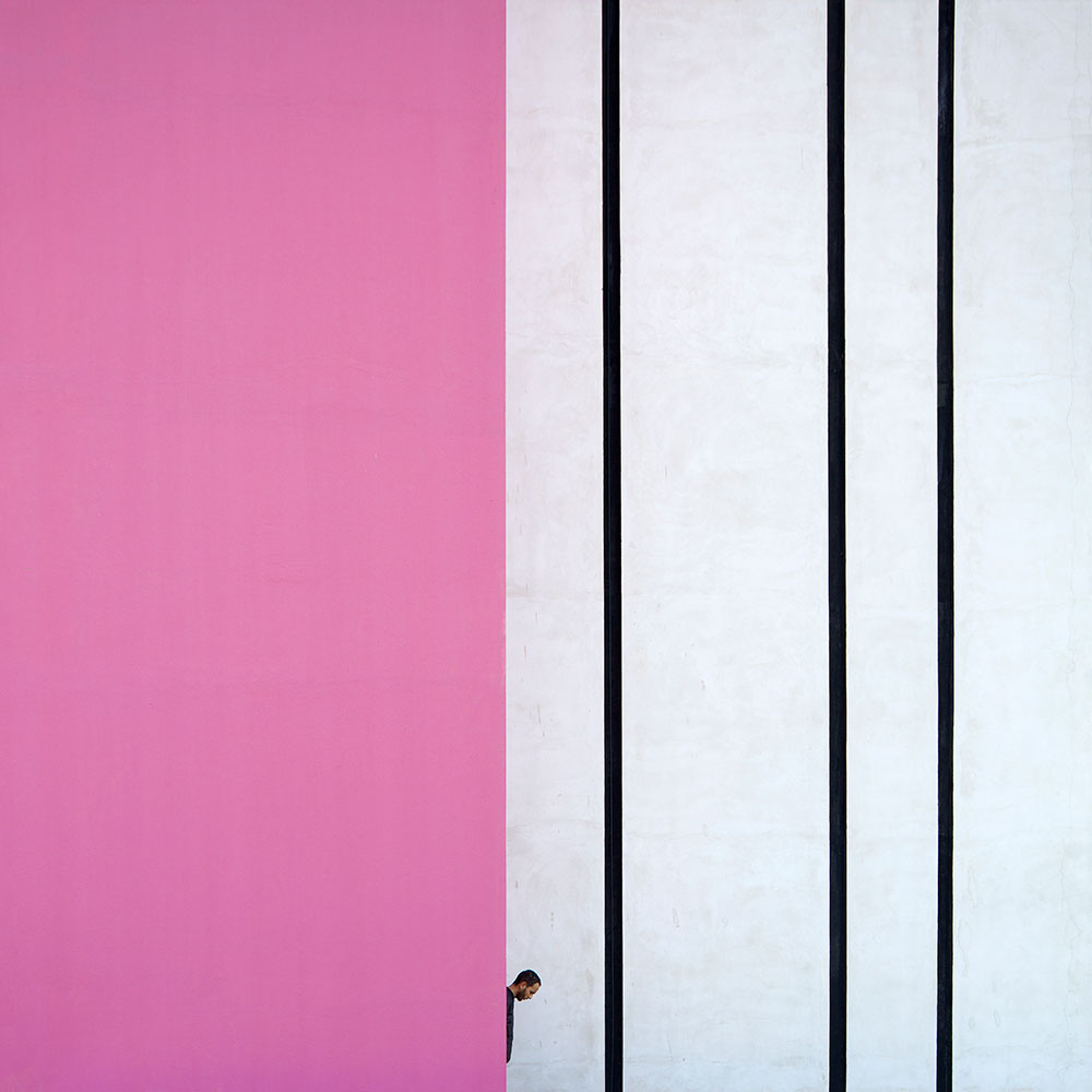 Pink and lines 2016 100 x 100cm
