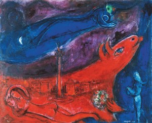Marc Chagall	La Bastille (Série de Paris)	1953	Huile, encre de couleur et encre de Chine sur toile	81 x 100 cm	Collection particulière	©Fabrice Gousset/ © SABAM 2026